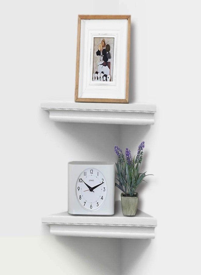 ZGZD White Corner Shelf Wall Mounted Storage Display Shelves for Home Decor, Set of 2 - Image 1